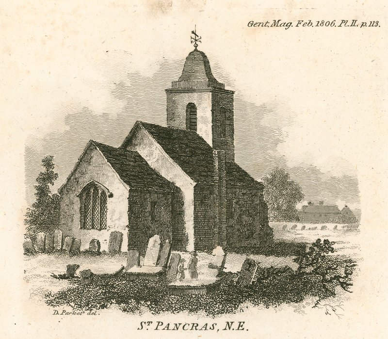 St Pancras Church, London; nordöstra vy av English School