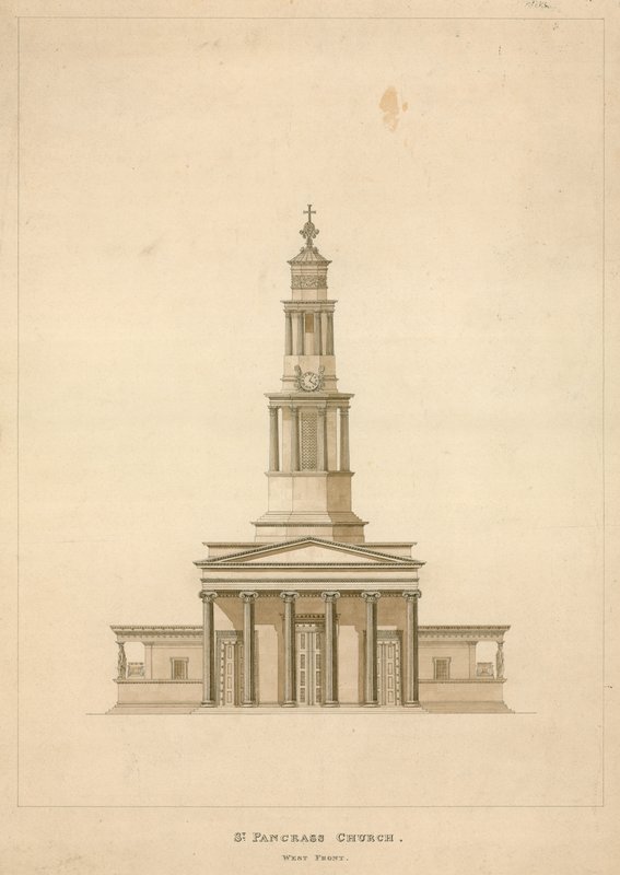St Pancras Church, London; västra fronten av English School