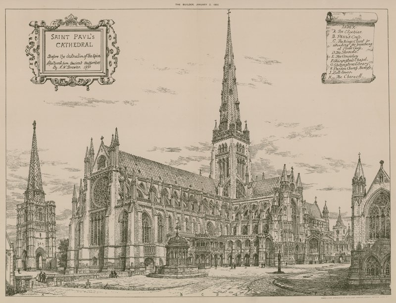 St Pauls Cathedral, London, innan spiran förstördes av English School