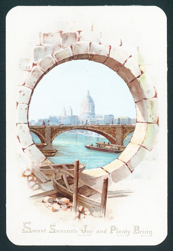 St Pauls Cathedral och Thames, julkort av English School