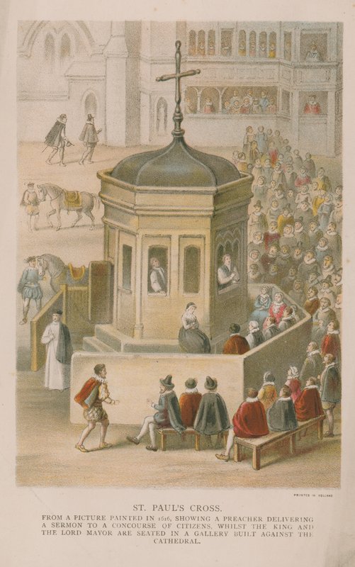 St Pauls Cross från en bild målad 1616 av English School