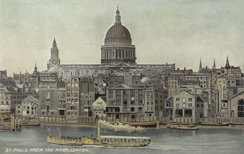 St Pauls från floden, London av English School