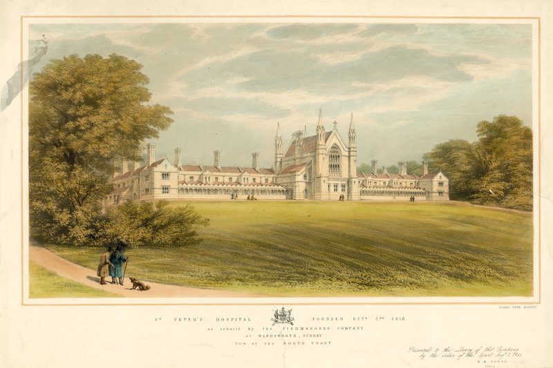 St Peters Hospital grundades 2 oktober 1618, som återuppbyggt av Fishmongers Company i Wandsworth, Surrey av English School