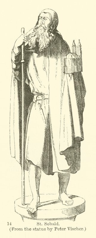 St Sebald, från statyn av Peter Vischer (gravyr) av English School