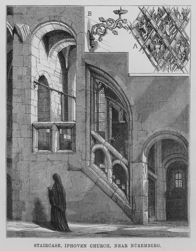 Trappa, Iphoven-kyrkan, nära Nürnberg (gravyr) av English School