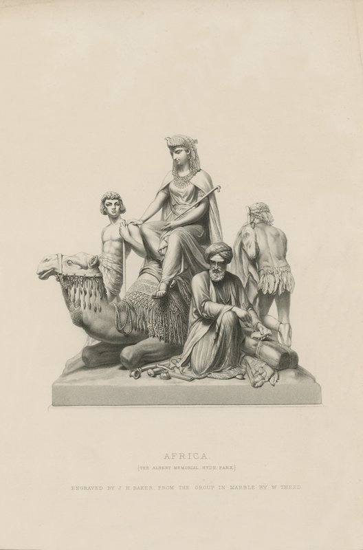 Staty som föreställer Afrika som pryder Albert Memorial av English School