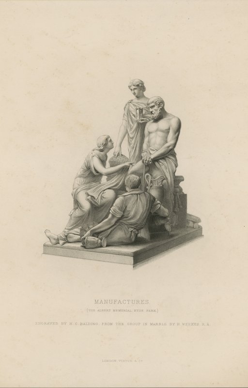 Staty som föreställer Manufactures som pryder Albert Memorial av English School
