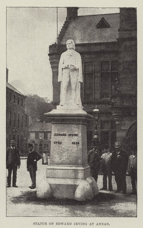 Staty av Edward Irving vid Annan (gravyr) av English School