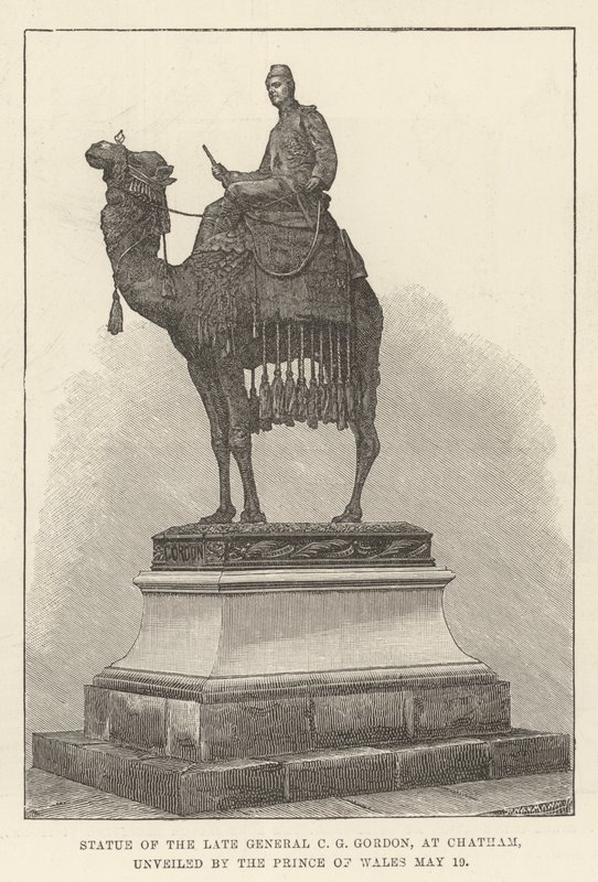 Staty av den avlidne general C G Gordon, i Chatham, avtäckt av prinsen av Wales av English School