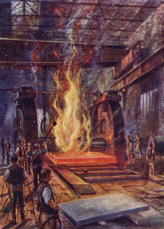 Stålrullning (litho i färg) av English School