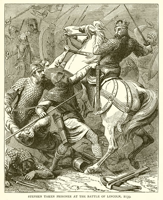 Stephen togs till fånga i slaget vid Lincoln, 1139 av English School