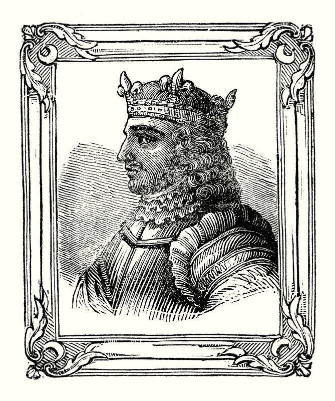 Stephen föddes 1104, kröntes 1135 och dog 1154 (gravyr) av English School
