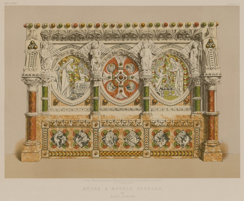 Sten- och marmorinredning av Earp, London (chromolitho) av English School