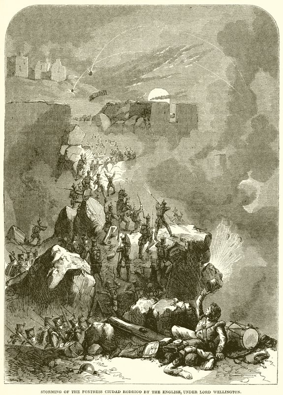 Stormning av fästningen Ciudad Rodrigo av engelsmännen under Lord Wellington av English School