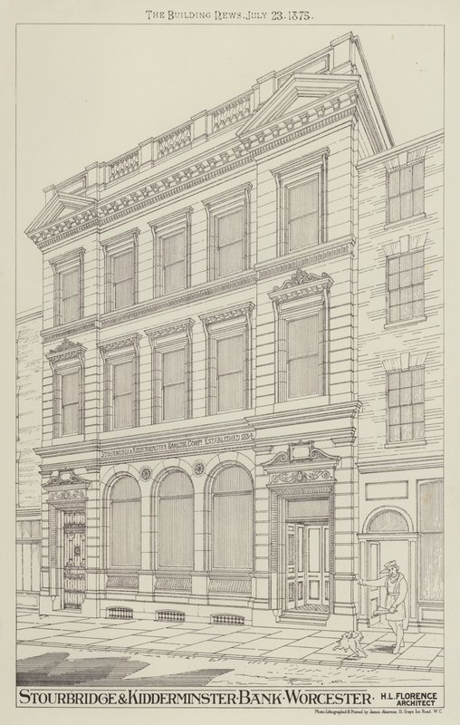 Stourbridge och Kidderminster Bank, Worcester (gravyr) av English School