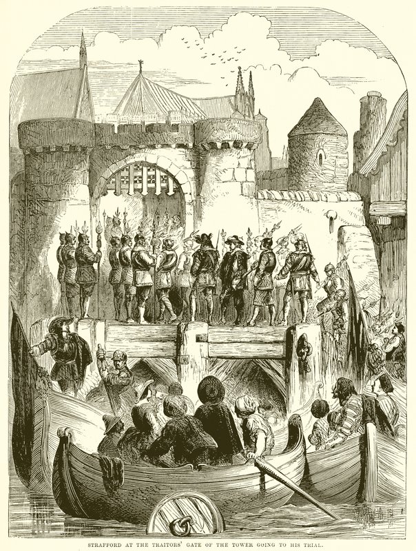Strafford vid Tornets Traitors Gate på väg till rättegången av English School