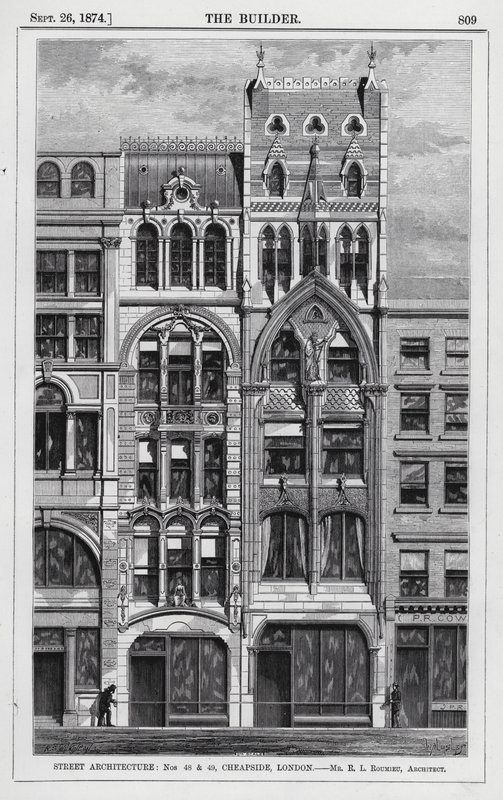 Street Architecture, nr 48 och 49, Cheapside, London (gravyr) av English School