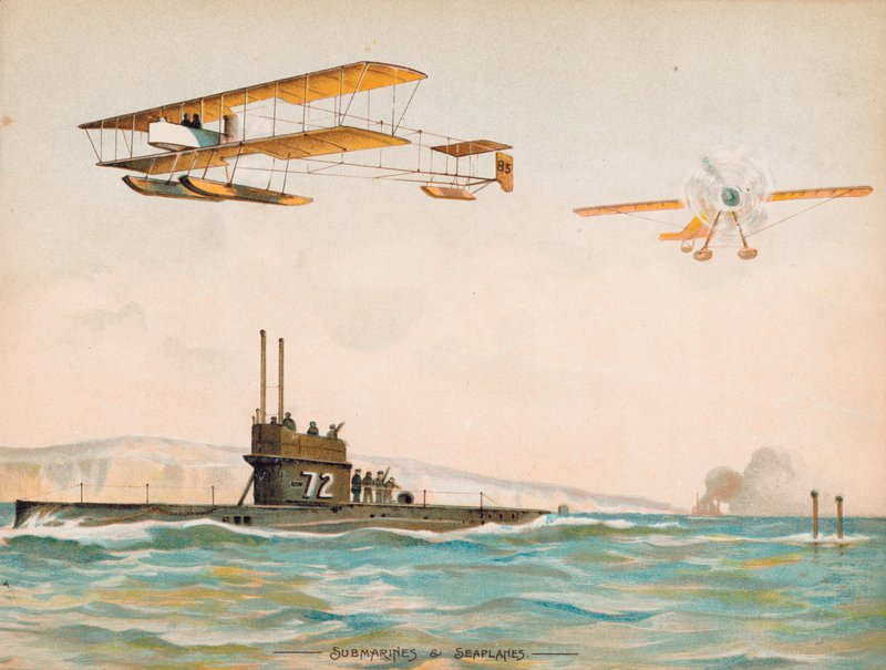 Ubåtar och sjöflygplan (chromolitho) av English School