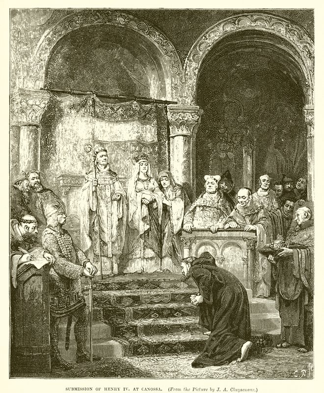 Inlämning av Henrik IV på Canossa av English School