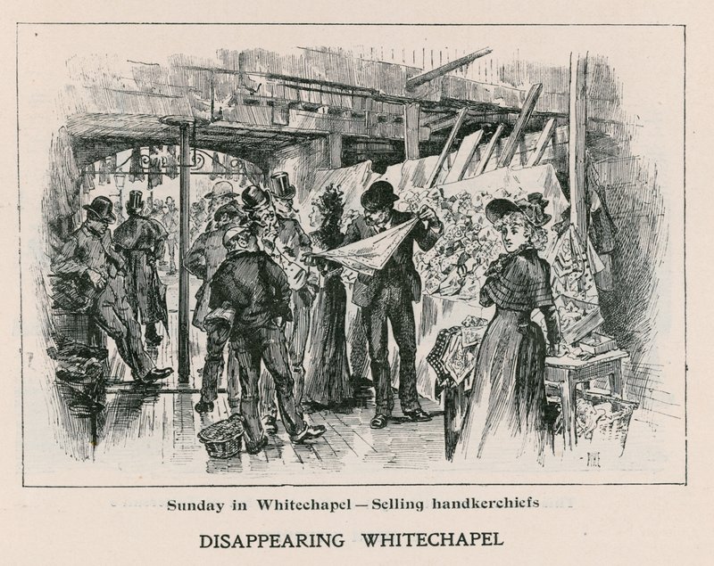 Söndag i Whitechapel - säljer näsdukar av English School