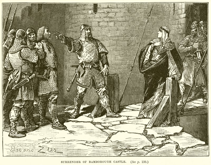Överlämnande av Bamborough Castle av English School