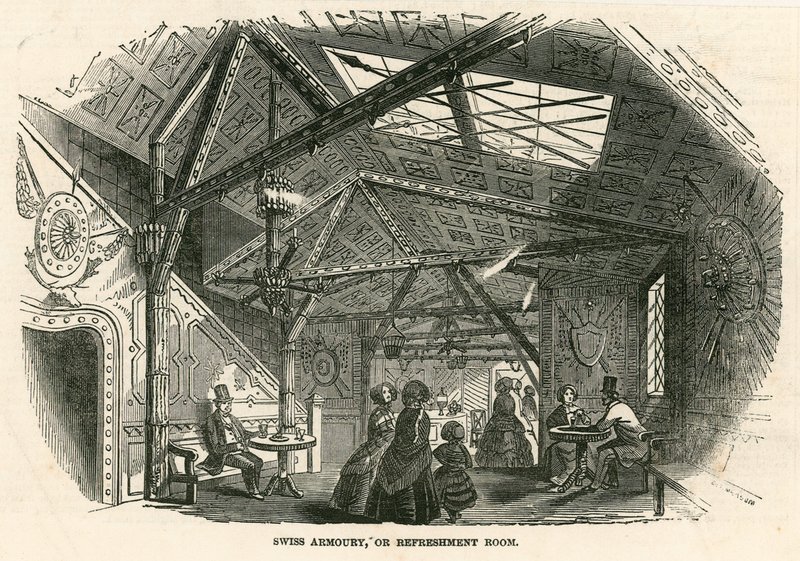 schweiziska vapenförråd; eller Refreshment Room, Colosseum, Regents Park, London av English School