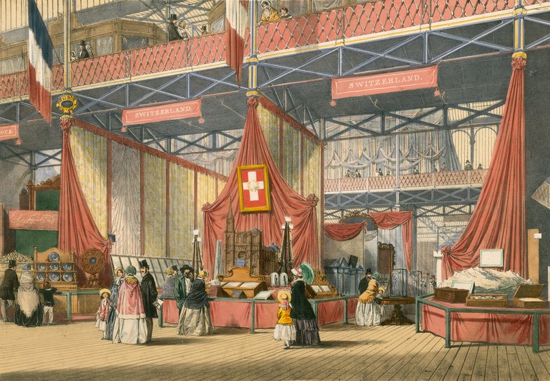 Schweiziska delen av den stora utställningen 1851 av English School