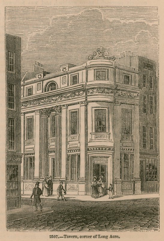 Tavern, hörnet av Long Acre, London av English School