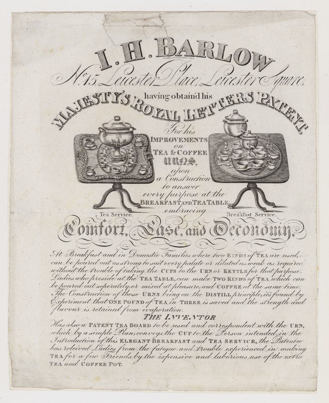 Tea Urn Makers, I H Barlow, byteskort av English School