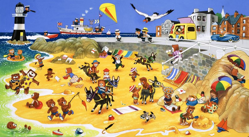 Teddybjörnar på stranden av English School