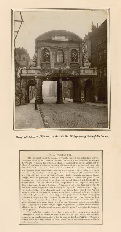 Temple Bar, London, Foto tagen 1878 av English School