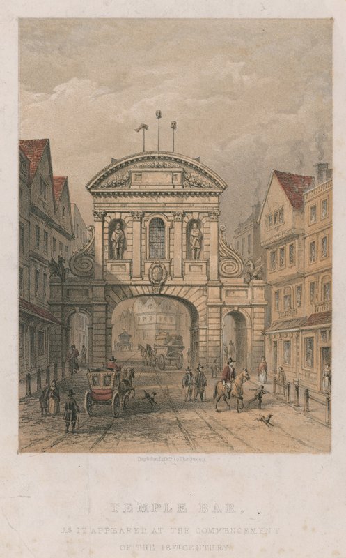 Temple Bar som den såg ut i början av 1700-talet av English School