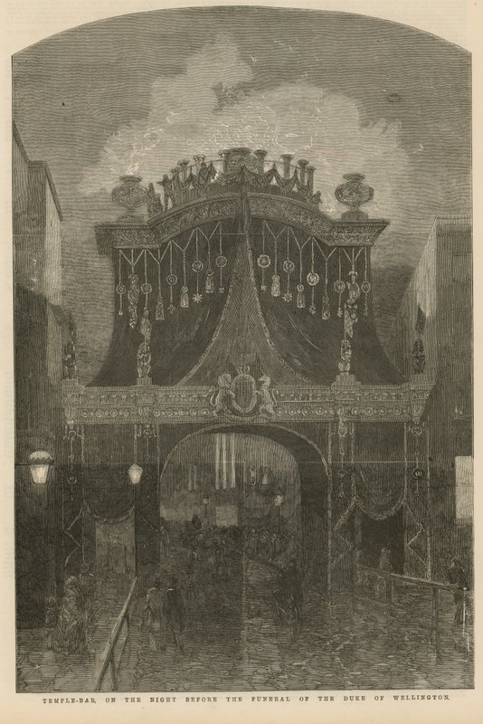 Temple Bar kvällen före begravningen av hertigen av Wellington av English School