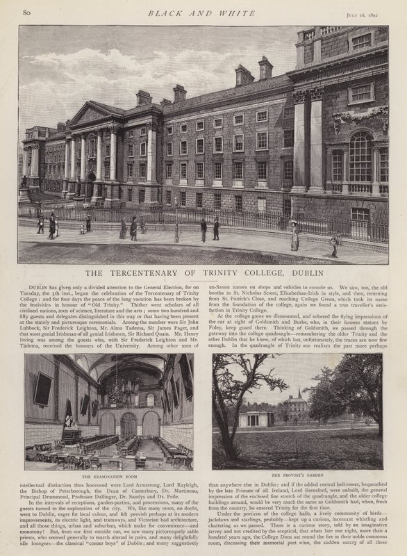 Tercentenary of Trinity College, Dublin, Irland (litho) av English School