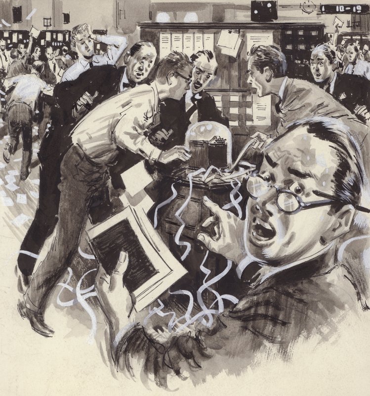 Börskraschen 1929 (gouache på papper) av English School