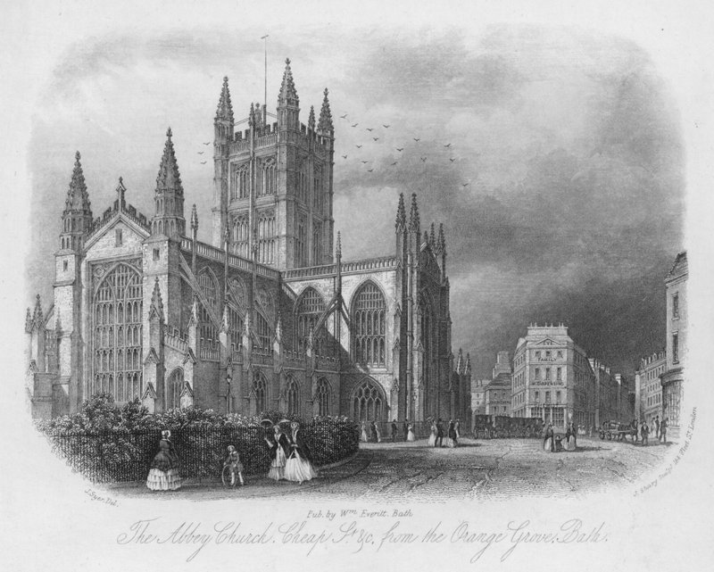 Abbey Church, Cheap Street etc, från Orange Grove, Bath av English School