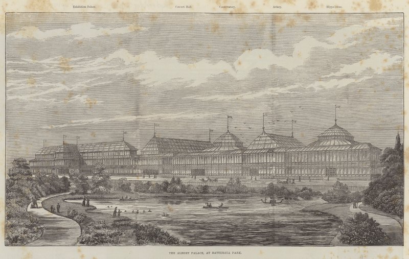 Albert Palace, vid Battersea Park (gravyr) av English School