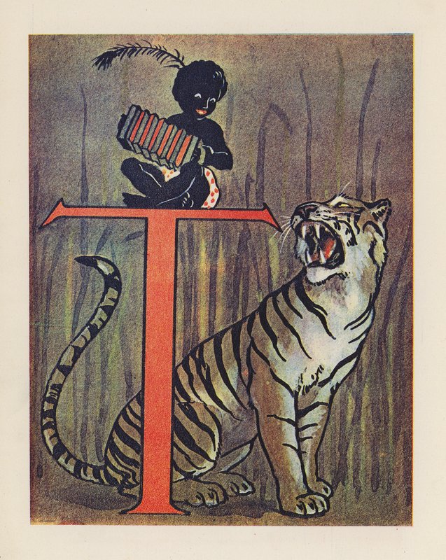 Djurens ABC: Bokstaven T, Tiger (färglitografi) av English School