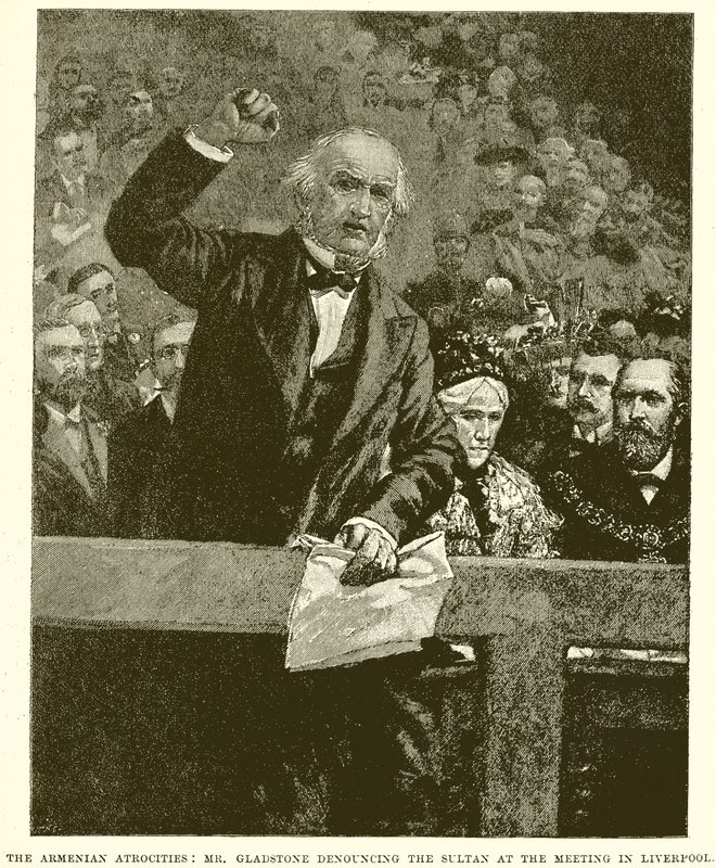De armeniska grymheterna: Mr Gladstone fördömer sultanen vid mötet i Liverpool av English School