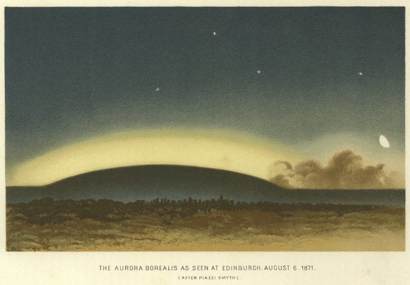 Aurora Borealis sett i Edinburgh den 6 augusti 1871 av English School