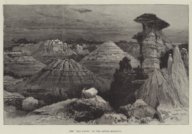 The "Bad Lands" of the Little Missouri (gravyr) av English School