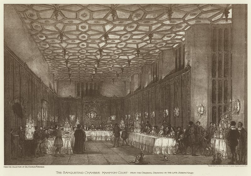 Bankettkammaren, Hampton Court (litho) av English School