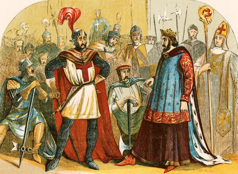 Baronerna deltar i parlamentet kallat av Henrik III av English School