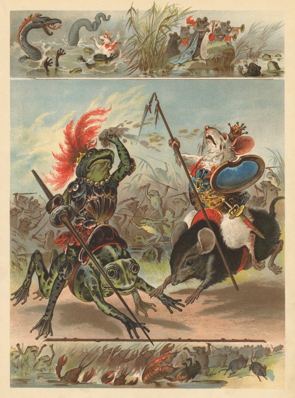 Slaget om grodorna och mössen (chromolitho) av English School