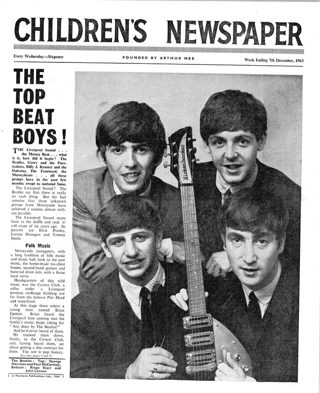 The Beatles, framsidan av The Childrens Newspaper, december 1963 (tidningspapper) av English School