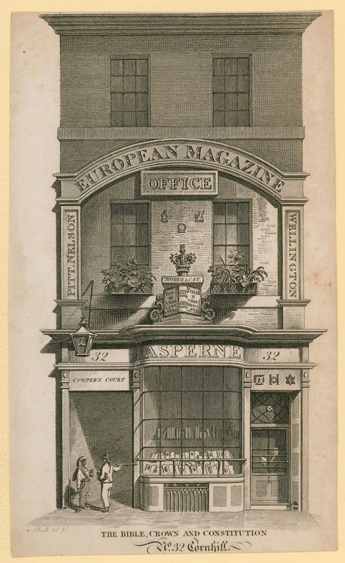 Bibeln, kronan och konstitutionen, Cornhill, London av English School