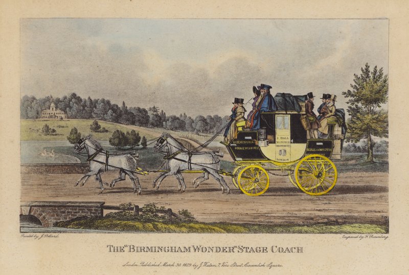 "Birmingham Wonder" scencoach (färgad gravyr) av English School