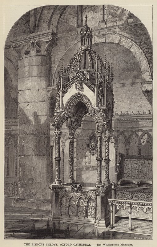 Biskopens tron, Oxfords katedral, Wilberforce Memorial (gravyr) av English School