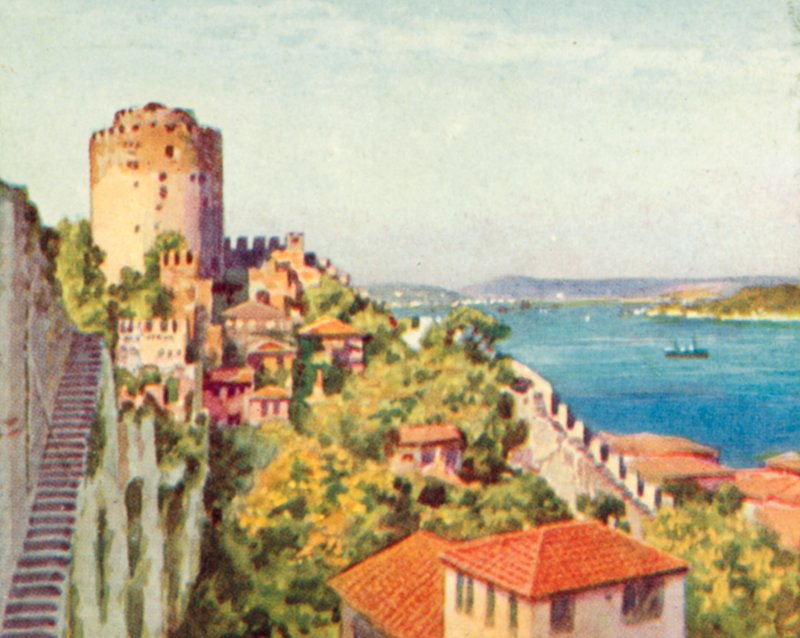 Bosporus från ett turkiskt fort (färglitografi) av English School