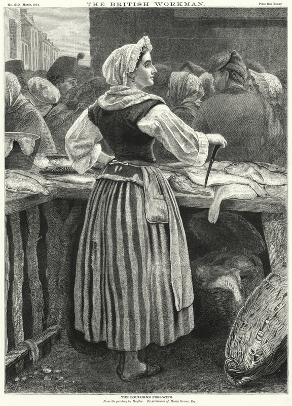 The Boulogne Fish-Wife (gravyr) av English School